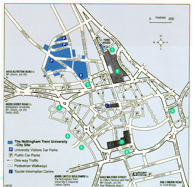 This is a map of Nottingham City Centre showing the City Centre Campus